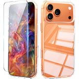 QXC YABUDA for 17 Pro Case Clear,with Screen Protector,Transparent Phone Case for 17Pro Case, Shockproof Military-Grade Protecti