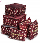 Styleys Maroon Flower 6 In 1 Travel Laundry Pouch Cosmetics Makeup Bags