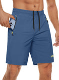 MAGCOMSEN Athletic Shorts Men Quick Dry 9 Inch Hiking Lightweight Running Fishing Travel Shorts for Men Blue Grey