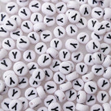 200+ Pieces 4x7mm Single Y Letter Beads for Jewelry Making, White Round Acrylic Bulk Alphabet (Black on White)