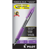 Pilot, G2 Premium Gel Roller Pens, Fine Point 0.7 mm, Purple, Pack of 12