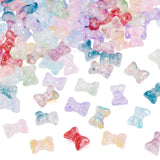 FASHEWELRY 100Pcs Transparent Bowknot Glass Beads 10 Colors Baking Painted Crystal Bow Loose Pony Beads Colorful Butterfly Bow T