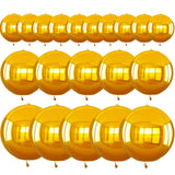 TONIFUL 16Pcs Large Gold 4D Giant Round Foil Balloon 4D Mirror Metallic Mylar Sephere Balloons for Christmas New Year Birthday P