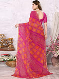 Satrani Womens Pure Chiffon Saree (3218S212N_Orange & Rani Pink6)