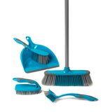 Beldray LA024152TQ Cleaning Bundle with Broom, Dustpan and Brush Set, Scrubbing Brush & Dish Brush, Long Handled Indoor Floor Sw