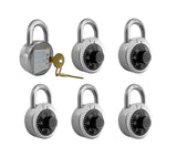 DuoTyga Padlock, 6 Pack Combination & Key, Black, Lock for Toolbox, School & Gym Locker, Employee Case, Stainless Steel
