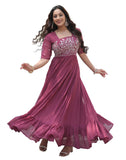 Wedani Faux Georgette Anarkali Kurta Set With Thread Work For Women (In Alpha S Regular Magenta),MAGENTA,S