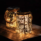 Hanging Solar Lantern Outdoor,Solar Lights Mercury Mason Jar Glass Hanging Lights with 20 LED Waterproof for Tree, Table, Yard,