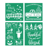 JAJADO Reusable Adhesive Stencil Silk Screen Stencils 4 Pcs Fall Halloween Thanksgiving Farm Screen Printing Stencil Mesh Transf