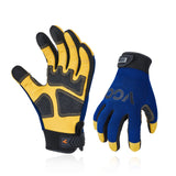 Vgo... 1-Pair Safety Work Gloves for Men,Anti-Vibration,Abrasion Resistant,Leather Work Gloves (XL,Blue, PA7726)