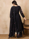 Fashion Basket Georgette Straight Floral Plazzo Kurta Set Black 2Xl