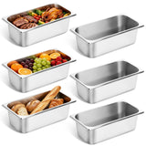 GOLDEN KEY 6 Pack 1/3 Size 4'' Deep Stainless Steel AntiJam Hotel Pan