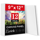 ESRICH 9x12 Canvas for Painting, 12 Pack Canvas Boards for Painting Cotton Primed Acid Free Blank Flat Canvas Panels for Oil Wat