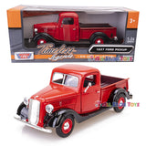 Motormax 1937 Ford Pick Up Truck, Red with Black 732331/24 Scale Diecast Model Car
