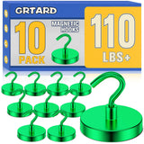 Grtard 110LBS Magnetic Hooks,10 Pack Strong Magnetic Hooks for Cruise Cabins, Magnet Hooks Heavy Duty for Fridge, Magnets with H