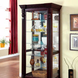 Benjara, Brown Benzara BM137683 Traditional Style Spacious Wood and Glass Cabinet with Rope Twist Details