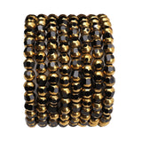 DADIFEN Glass Round Beads Black Octagon Faceted 6x5mm 100pcs Golden Edge Crystal Loose Beads for DIY Craft Jewelry Making