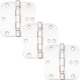 Stone Harbor Hardware 3-1/2 Ball-Bearing Door Hinges, 5/8 Radius Corner, Satin Nickel, 3-Pack
