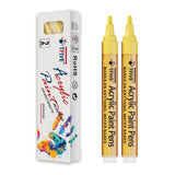 TFIVE Yellow Paint Marker Pens - 2 Pack Acrylic Permanent Marker, 2-3mm Medium Tip, Paint Pen for Art Projects, Drawing, Rock Pa