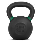 Yes4All Powder Coated Cast Iron Kettlebell Single Mint - 28 KG / 62 LB Strength Training Kettlebells Weight Set for Full Body Wo