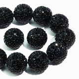 Dowarm 16MM Black Rhinestone Beads for Crafting, Round Polymer Clay Crystal Beads for Jewelry Making Bracelet Necklace Earring B