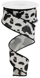 Cow Print On Cotton Wired Edge Ribbon 10 Yards (Black, Cream, 1.5 Inch)