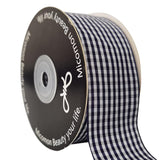 Micomon 1.5 Inch Blue and White Woven Edge 100% Polyester Gingham Ribbon 25 Yards Each Roll (1-1/2, Blue)