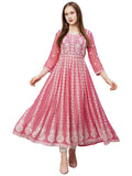 Anni Designer Women'S Georgette Chikankari Embroidered Anarkali Kurti (Kari Wine-Kds_L_Wine_Large),Wine,L