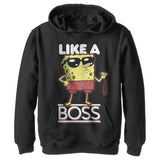 Nickelodeon Kids Spongebob Squarepants Like A Boss Youth Pullover Hoodie, Black, Large