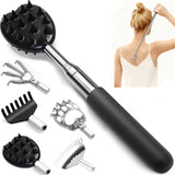 5 In 1 Back Scratcher Back Scratcher Metal Construction With Rubber Handle Extendable Massager Tool Suitable For Office Workers