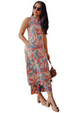 GoSriKi Womens Rayon Blend Printed Straight Kurta with Pants, Blue, 50