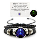 NORLSO Vintage Zodiac Constellation Bracelets Zodiac Guardian Bracelet Black Leather Bracelet Adjustable Handmade Woven Bracelet