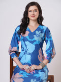 Anni Designer Women'S Rayon Viscose Straight Printed Kurta With Pant (Kitimat Cerosin-Vks01_L_Blue_Large),Dark Blue,L,,,