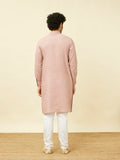Manyavar Men'S Quartz Pink Chequered Patterned Kurta (L)