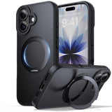 Zuoderri for iPhone 17 Case with Stand Gray, Fits MagSafe Ring, Military-Grade Drop Protection, Build in Kickstand,Slim Matte Fi