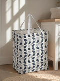 Monte Carlo Cotton Laundry Storage Bag | Foldable Clothes Organizer Basket with Handles | Leaf Printed Large Capacity Laundry Ha