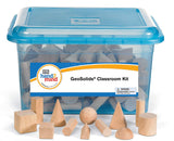 hand2mind Wood Geometric Solid Blocks, 3D Shapes, Classroom Kit (Set of 96)
