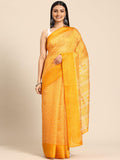 Shiv Textiles Poly Cotton Leheriya Floral Print Saree For Women With Unstitched Blouse (St-9660-Yellow)