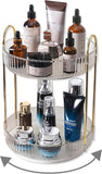 Asayuee 360 Rotating Makeup Organizer,2 Tier Large Capacity Make Up Storage Organizers , Bathroom Cosmetics Storage Organizer (Clear-2 Tier)