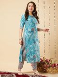 Gosriki Women'S Cotton Blend Straight Printed Kurta With Pant Set (Charan-Sky-Nrd-Gs_Xxl_Sky Blue_Xx-Large),Sky Blue,2,B0CJY7XGVH