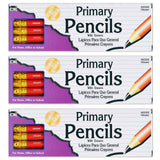 Charles Leonard Primary Pencil, 0.41, Red with Eraser, 12 Per Box, 3 Boxes