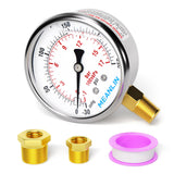 MEANLIN MEASURE -30inHG~250Psi Stainless Steel 1/4 NPT 2.5 FACE DIAL Vacuum Pressure Gauge, Lower Mount, with 1/4 x 1/2 NPT and