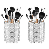 LUGUNU Makeup Brush Holder with Silver Crystal Bling - Elegant Vanity Organizer for Brushes, Pens & Pencils, Ideal for Bathroom