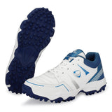 PRO KVH Lightweight Cricket Shoes for Men | Rubber Spikes | Water-Resistant | All-Round Performance Footwear for Outdoor and Field Sports, White-Parrot, 10 UK