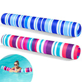 FindUWill 2 Pack Inflatable Swim Pool Noodles, Pool Noodles Floats for Adults, Soft Fabric Covered Large Swim Noodles for Lake,