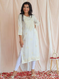 Libas Women'S Viscose Rayon Embroidered Straight Kurta (37116_Off White Off White Xl