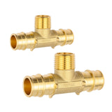 (Pack of 2) EFIELD Pex-A Expansion Brass Fittings 3/4 Pex X 3/4 Pex X 1/2 Male NPT Adapter Tee, ASTM F1960