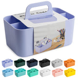 Tiawudi Multipurpose Caddy Organizer, Plastic Caddy with Handle, Stackable Desk Organizer for Stationery, Marker and Pencil, Off