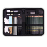 ILIKA Art Sketching Pencils Drawing Kit 42 Pcs with Zippered Carrying Case (26 Pencil 6 Sticks 3 Stumps 3 Eraser 1 Sharpener 1 S