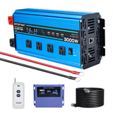 3000w Pure sine Wave Inverter DC 12V to AC 110V/120V Converter, 6000w (Peak) with LCD Display, Wireless/Wired Remote Control, 4A